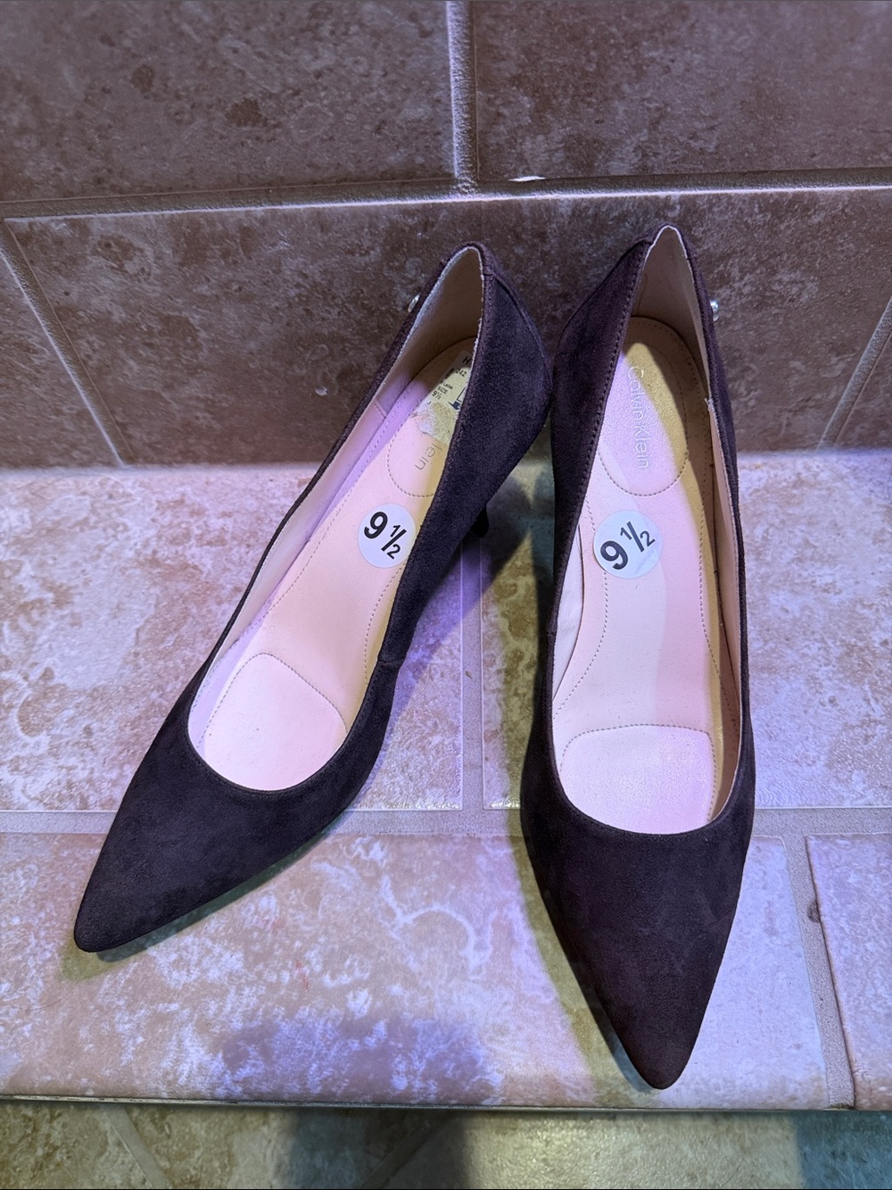 Calvin Klein Women's Dark Brown Suede Pointed Toe Pumps
